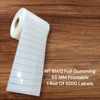 Solitaire NT 81x12mm Jewellery Tag, 1 Roll 1000 Pcs, Full gum, Sweat Proof, Scratch Proof self adhesive Paper Label(White)