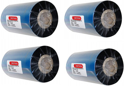 Retsol Wax Ribbon (110mmX300mtrs) 4 Ribbon Set Non-Adhesive Paper Label(Black)