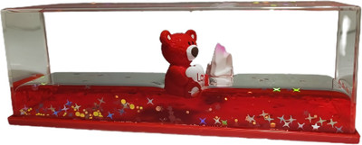 AFLAA Liquid Wave Teddy Bear Liquid Motion Desk Toy Car Dashboard Decorative Showpiece Home Decor & Gifting Decorative Showpiece, Acrylic Paper Weights  with Glossy(Set Of 1, Red)