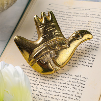 NIKSA HOMES Chandigarh Hand Paper Weight, Showpiece, Home,Office Festival Corporate Gift Brass Paper Weights  with Polished(Set Of 1, Gold)