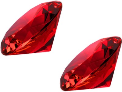 JSRE STORE RGD-001 Glass Paper Weights  with Diamond Shaped(Set Of 2, Red)