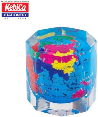 Kebica Globe in Epoxy Resin Octagon Shape Paper Weight (2 Inch) Acrylic Paper Weights  with Smooth(Set Of 1, Blue)