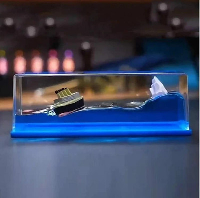 FIVANIO Titanic Wave Cruise Ship Fluid Drift Acrylic, TITANIC WAVE CRUISE SHIP FLUID DRIFT Paper Weights  with Glossy(Set Of 1, Blue)