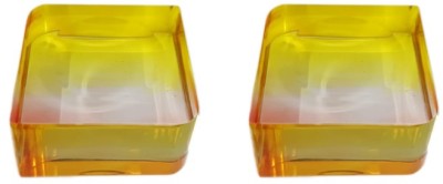 LUVYANSH Yellow/orangecolour Acrylic Paper Weight for Office Table(5*5*2.6)cm(Pack of 2) Acrylic Paper Weights  with Glossy(Set Of 2, Yellow orange)