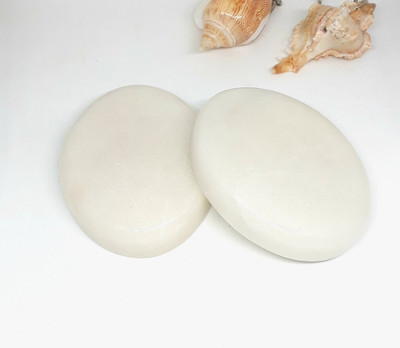 KRAFT CLOUDS Natural Stone Paperweights Oval Shape for Office Home Student Table Marble Paper Weights  with Glossy Polished(Set Of 2, White)