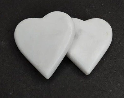 P U HANDICRAFTS Weight set of 2 Marble Paper Weights  with Glossy(Set Of 2, White)
