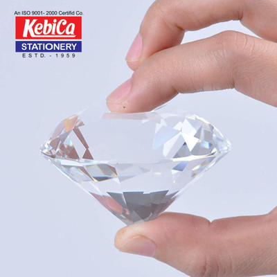 Kebica Diamond Shaped Crystal Glass Paper Weight with Clear Finish 2.4 inc transparent) Glass Paper Weights  with Smooth(Set Of 1, Transparent)