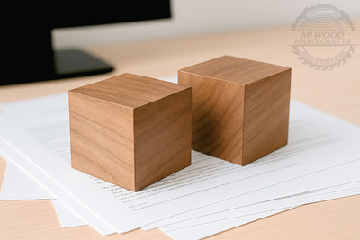 MI WOOD HANDICRAFTS Premium Desk Collection Solid wood Paper Weights  with Natural finish(Set Of 2, Brown)