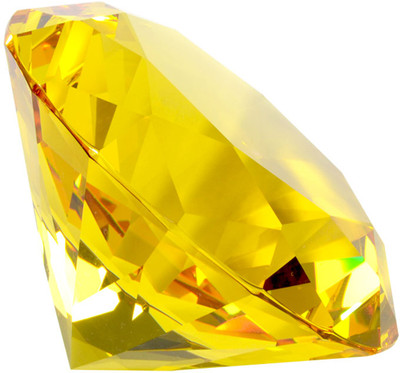 JSRE STORE YGD-001 Glass Paper Weights  with Diamond Shaped(Set Of 2, Yellow)