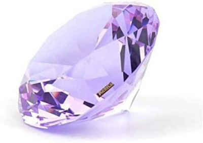 Kebica Diamond Shaped Crystal Glass Paper Weight with Clear Finish (8CM, Purple) Glass Paper Weights  with Smooth(Set Of 1, Purple)