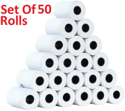 NPI Swipe Machine Roll 57MM X 12MTRS 55 gsm Thermal Paper(Set of 50, White)