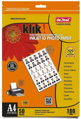 TRIBHU Premium Quality A4 Size High Glossy Photo Paper 50 Sheets Unruled A4 Size 180 gsm Photo Paper(Set of 1, White)