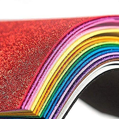 Eclet A4 Glitter Foam Sheet Sparkles (self Adhesive) 2 mm Thick 10 Different Color, for Art & Craft A4 120 gsm Coloured Paper(Set of 1, Multicolor)