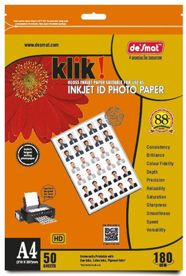 TRIBHU Premium Quality A4 Size High Glossy Photo Paper 50 Sheets Unruled A4 Size 180 gsm Photo Paper(Set of 1, White)