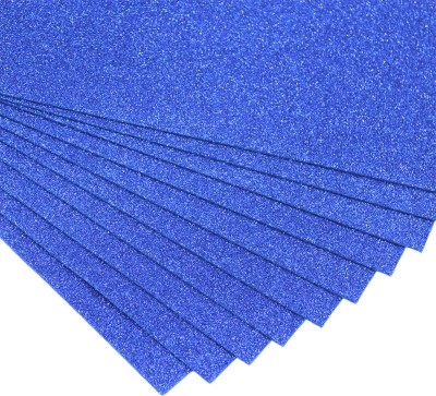 Tlismi 3D EVA flash foam Self-Adhesive thick Glitter Sheet for Scrapbooking Art & Craft Sparkle A4 80 gsm Multipurpose Paper(Set of 10, Blue)