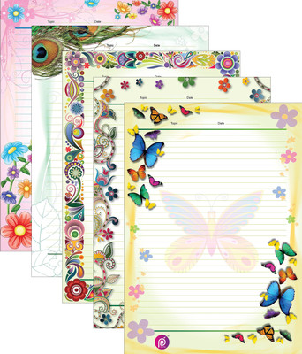 Paper Play Designer Sheets Ruled A4 100 gsm Drawing Paper(Set of 5, Multicolor)