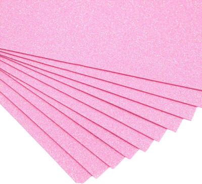 Tlismi 3D EVA flash foam Self-Adhesive thick Glitter Sheet for Scrapbooking Art & Craft Sparkle A4 80 gsm A4 paper(Set of 10, Light Pink)