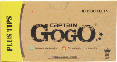 CAPTAIN GOGO Natural Arabic Slow Burning Paper with Filters and Crushing Tray Brown Plus Tips Unruled King Size 13 gsm Paper Roll(Set of 10, Brown)