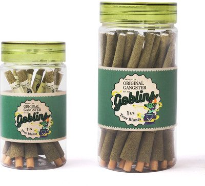 original gangster Goblins True Blunts Combo pack 60 Pre rolled Cones pack of 2 1 1/4 size 14 gsm Drawing Paper(Set of 1, Green)