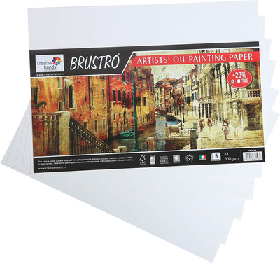 BRuSTRO Artists (5 + 1 Free Sheet), Unruled, A3, 300 gsm Oil Painting Paper(Set of 1, White)