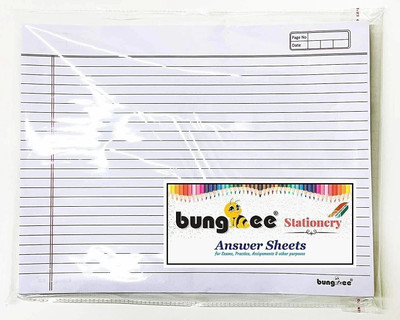Bungbee Answer Sheet for Exam Practice with Margin,No Hole-Pack of 50 Sheets / 200 Pages Ruled A3 80 gsm A3 Paper(Set of 1, White)