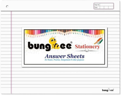 Bungbee Answer Sheets for Exam Practice With Margin, With Hole 800 Pages / 400 Sheets Ruled A3 80 gsm A3 Paper(Set of 200, White)
