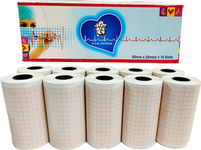 LISAMED ECG Paper Roll Ruled 80mm x 20m 80 gsm Thermal Paper(Set of 10, Red)