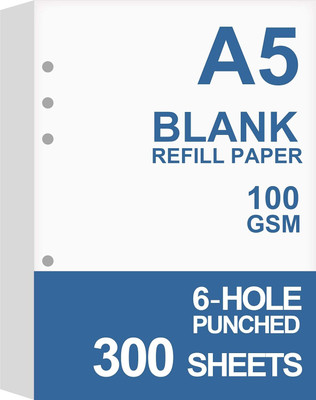 INNAXA A5 Refill Paper | 6-ring binder | 300 sheets/600 pages Dotted A5 100 gsm Journal Paper(Set of 1, Blank Paper)