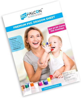 BIGFALCON Premium PVC Lamination Dragon Sheet 50 Cores and 100 Overlays A4 Size 800 Micron unruled A4 800 gsm Inkjet Paper(Set of 1, White)