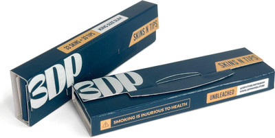 3dp Skins N Tips Unbleached/Brown With Tips Unrules King Size Slim 13 gsm Transparent Paper(Set of 2, Blue)