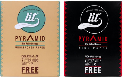 LIT Organic Rice Paper Pre-roll with Crisscross Watermark Unruled Pre-roll Length 110 mm; Filter Length 27mm 12 gsm Paper Roll(Set of 1, White,Brown)