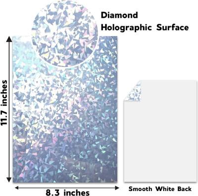 Festiko Diamond Metallic Holographic Cardstock Sheets, Pack of 30 Unruled A4 250 gsm A4 paper(Set of 1, Multicolor)
