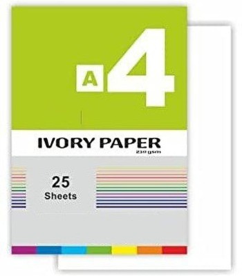 PREMIUM QUALITY FIRST CLICK IVORY PAPER 25 SHEETS UNRULED A4 SIZE 210 gsm Drawing Paper(Set of 1, White)