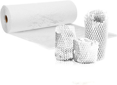 JPPL paper honeycomb roll | Expands hex to 16 meter | Plastic alternative | Packaging & shipping supplies bubble wrap roll (390mm / 16 inch x10 meter ) 80 gsm Paper Roll(Set of 2, White)