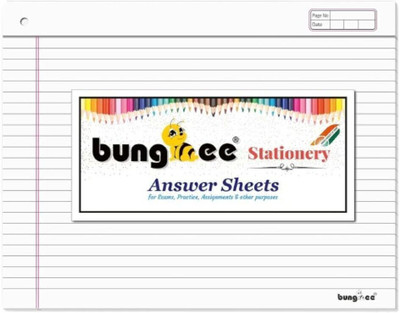 Bungbee Answer Sheets for Exam Practice With Margin, With Hole 800 Pages / 400 Sheets Ruled A3 80 gsm A3 Paper(Set of 200, White)