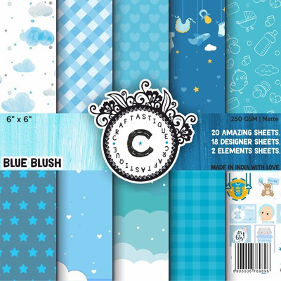Craftastique Blue Blush Designer Paperpack 6 x 6 inches 250 gsm Craft paper(Set of 1, Multicolor)