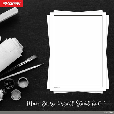 ESCAPER ESCAPER Plain Elegant Border A4 Sheets,Unruled A4 Size Border Design Paper Unruled A4 90 gsm A4 paper(Set of 100, White, Black)