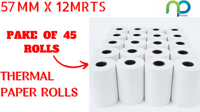 NPI Thermal Paper Roll Swipe Machine 57mm x 12mtrs 50 gsm Paper Roll(Set of 45, White)