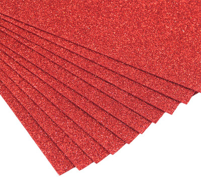 Tlismi 3D EVA flash foam Self-Adhesive thick Glitter Sheet for Scrapbooking Art & Craft Sparkle A4 80 gsm A4 paper(Set of 10, Red)