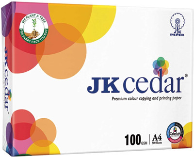 JK PAPER Cedar | 500 sheets (per packet) Unruled A4 100 gsm A4 paper(Set of 1, White)