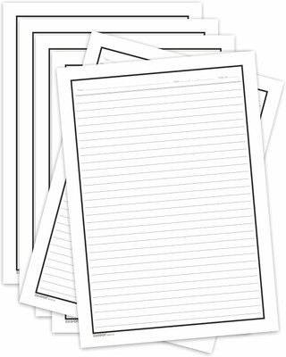 ESCAPER ESCAPER Plain Elegant Border A4 Sheets,Unruled A4 Size Border Design Paper Unruled A4 90 gsm A4 paper(Set of 50, White, Black)