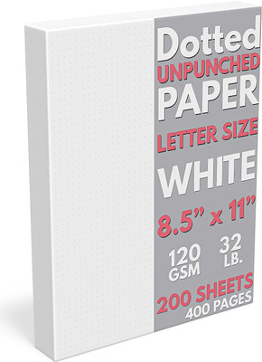 INNAXA Dotted Grid Paper, Letter Size, 200 Sheets/400 Pages,8.5 x 11 inch,Unpunched Dotted A4 100 gsm A4 paper(Set of 1, White)