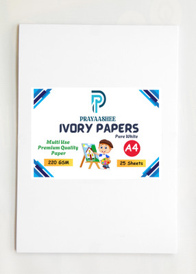 Prayaashee Ivory Sheets (25 Sheets) Smooth Finish A4 (11.7 x 8.25 Inches) 220 gsm Drawing Paper(Set of 2, Pure White)
