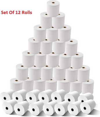 BIS POS THERMAL PAPER ROLL 79MM (3 inch) X 50 MTRS PACK 50 gsm Thermal Paper(Set of 12, White)