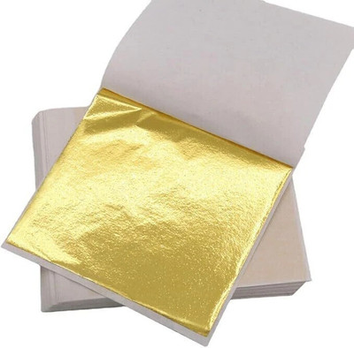 ask vark wala Gold Leaf, 100 Sheets, 8 by 8.cm Gilding Foil -Size 3.14 * 3.35 inhches (Gold) No 8CM. 4 gsm Craft paper(Set of 1, Gold)