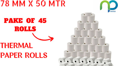 NPI Thermal Paper Roll POS 78MM X 50MTRS 50 gsm Paper Roll(Set of 45, White)