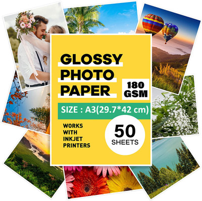 LRS Super Glossy Unruled A3 180 gsm Photo Paper(Set of 1, White)