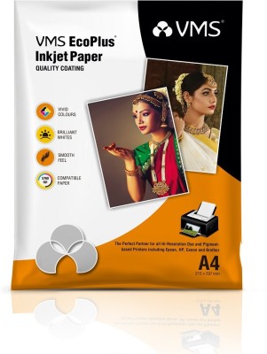VMS Eco Plus 130 GSM Glossy Photo Paper 100 sheets Unruled A4 130 gsm Photo Paper(Set of 1, White)