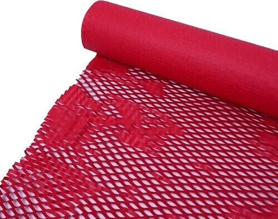 PackSmith paper honeycomb roll with dispenser box | Expands hex to 16 meter | Plastic alternative | Packaging & shipping supplies bubble wrap roll (390mm / 16 inch x10 meter ) 80 gsm Coloured Paper(Set of 1, Red)