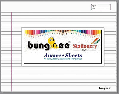 Bungbee Answer Sheets for Exam Practice (200 Ruled Pages (50 Sheets) (With Side Margin) Ruled (29.2 CM X 22.86 CM) 80 gsm A3 Paper(Set of 50, White)